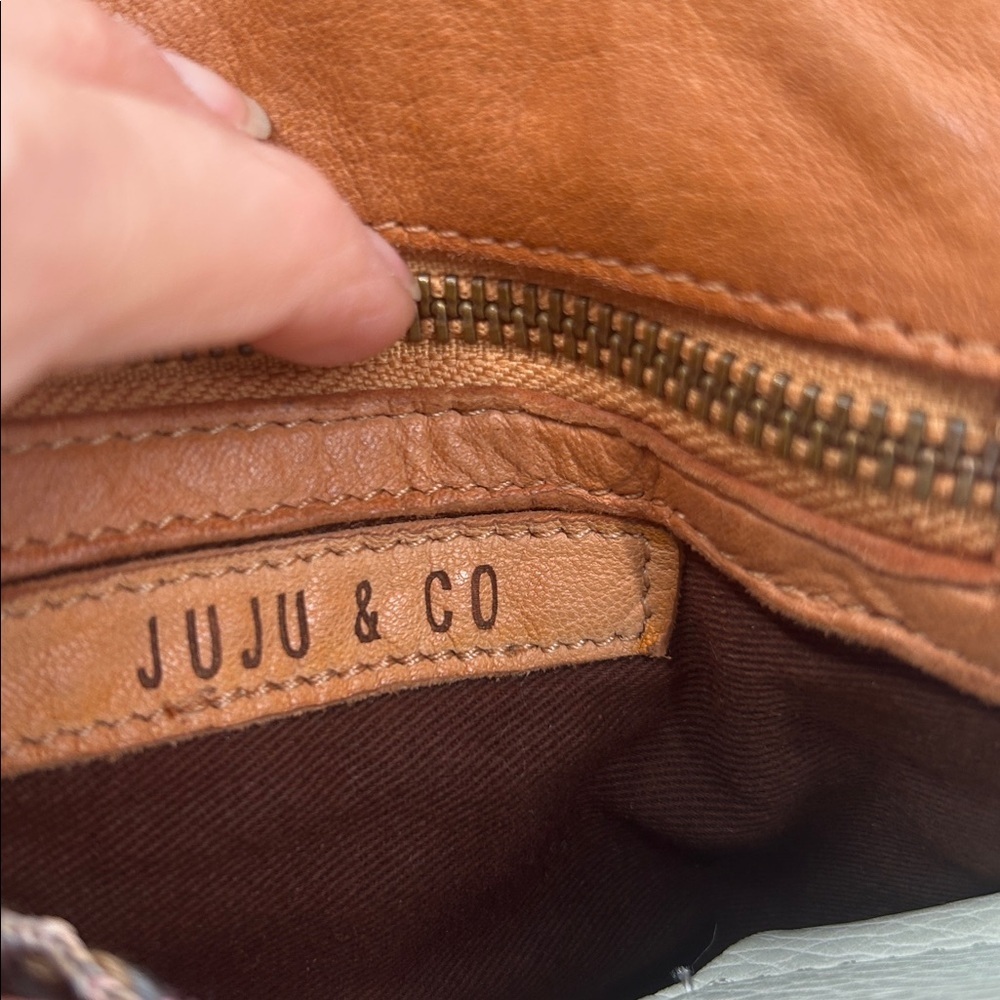 Juju & Co- Women’s Hut Weave Cross Body - Cognac Brown Woven Shoulder Bag - Picture 2 of 10